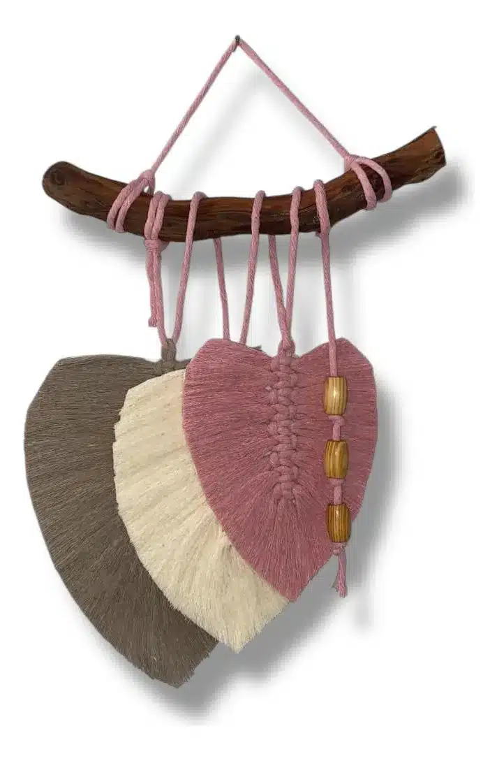 Tapiz Apapacho Macramé Artesanal Tres Hojas - Imagen 7