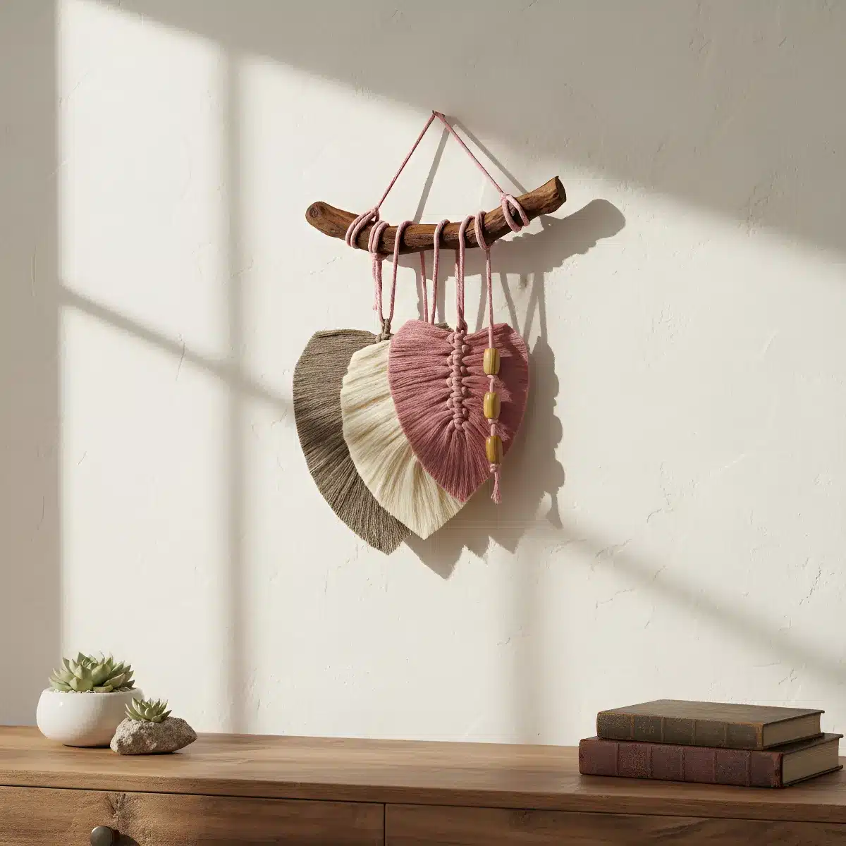 Tapiz Apapacho Macramé Artesanal Tres Hojas - Imagen 6