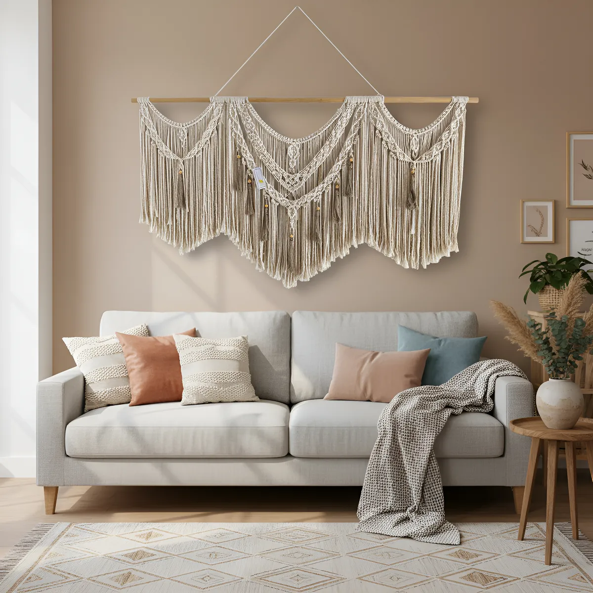 Tapiz-Apapacho-Macramé-Con-Borlas-Hecho-A-Mano-Grande