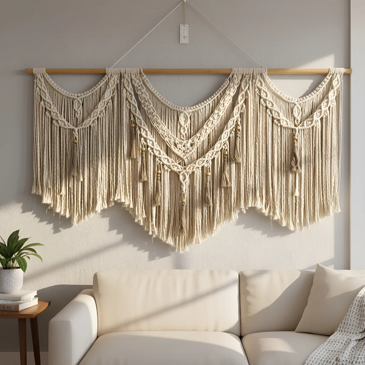 Tapiz-Apapacho-Macramé-Con-Borlas-Hecho-A-Mano-Grande