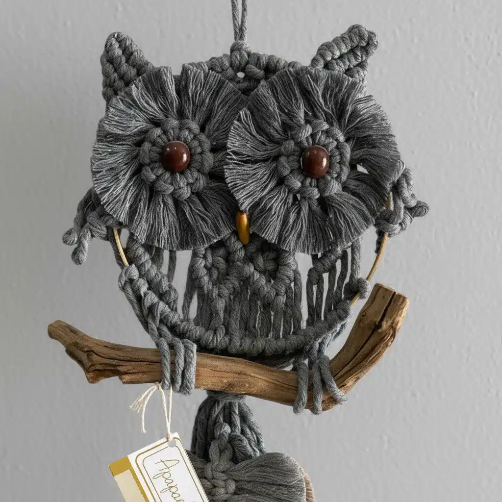 Figura Tejida Decorativa Macrame En Forma De Buho - Imagen 3