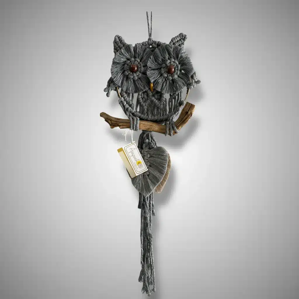 Figura Tejida Decorativa Macrame En Forma De Buho - Imagen 4