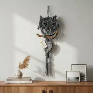 Figura Tejida Decorativa Macrame En Forma De Buho