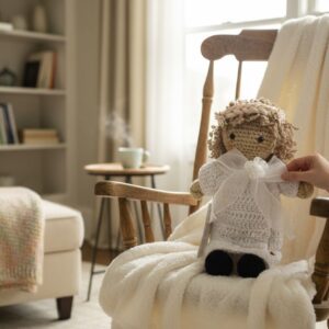 Angel Crochet Cabello Claro Adorno