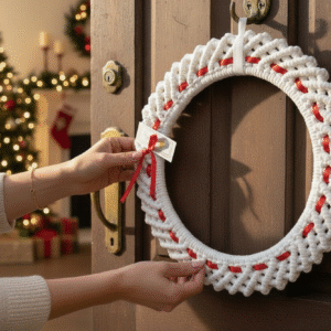 Corona Blanca Navideña con Liston