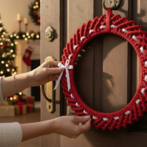 Corona Roja Navideña con Liston