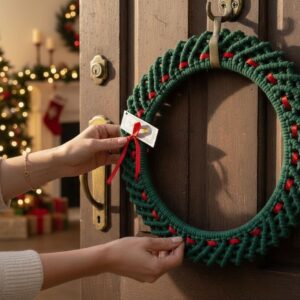 Corona Verde Navideña con Liston